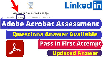 How To Pass LinkedIn Adobe Acrobat Assessment Answer 2021 | LinkedIn Adobe Acrobat Quiz Answer 2021