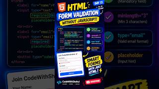🔥 HTML Form Validation Without JavaScript! 🤯 | Day 13 #shorts  #html