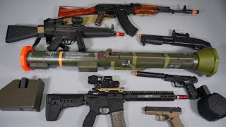 M136 AT4 Rocket Launcher Airsoft Toy Gun  AK47  AR15 or M4  BlowBack MP5  Toy Guns Collection