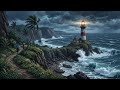 The Stormy Lighthouse | Relaxing Ocean Waves, Rain &amp; Thunder ASMR for Deep Sleep