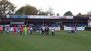Huge brawl at end of Welsh football game - Rhyl (1) v Bangor (2) at Belle Vue Stadium Wales 22.10.22 screenshot 5