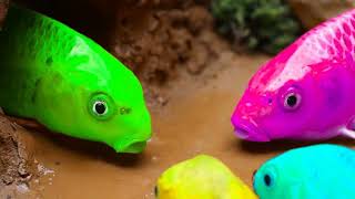 Stop Motion Cooking Skeleton Colorful Koi Fish Cute Turtle Python Egg Movement ASMR #fishing #fis