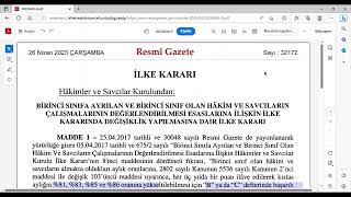 Hakim Ve Savcılara Dair Resmi Gazetede Yayımlanan İlke Kararı 2642023