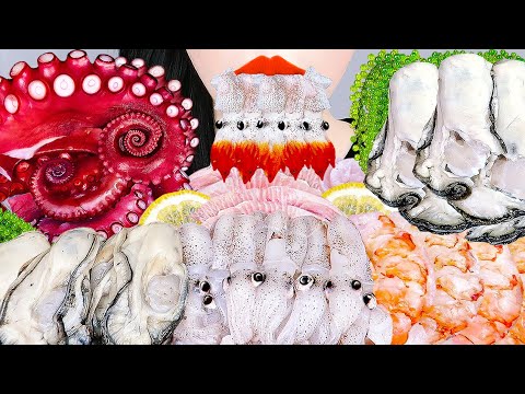 <strong>ASMR</strong> RAW SEAFOOD MUKBANG 꼴뚜기회, 방어회, 새우, 생굴 문어 바다포도 먹방 OYSTER, <strong>BABY</strong> SQUID, OCTOPUS SHRIMP, SEA GRAPES