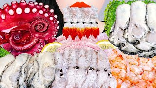 ASMR RAW SEAFOOD MUKBANG 꼴뚜기회, 방어회, 새우, 생굴 문어 바다포도 먹방 OYSTER, BABY SQUID, OCTOPUS SHRIMP, SEA GRAPES