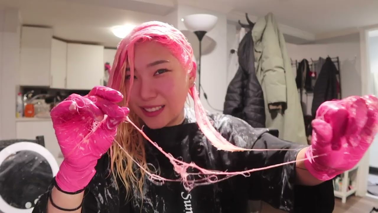 At-Home Pink Hair Transformation 💗