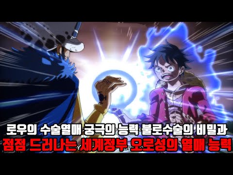 [원피스 <strong>레전드</strong> <strong>떡밥</strong> 두가지 분석] 트라팔가 로우의 수술수술 열매 궁극의 능력 불로수술의 비밀과 세계정부 최고권력 오로성의 사기적인 능력