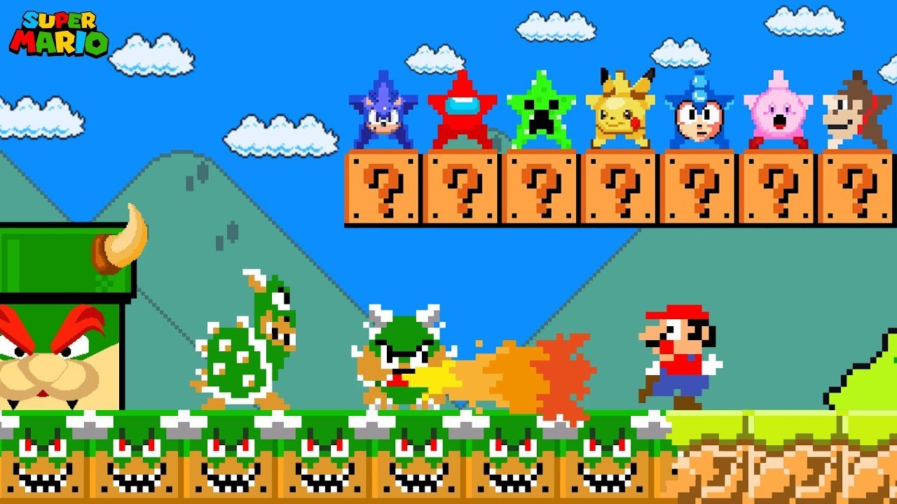 Super Mario Bros. but there are MORE Custom Star Characters in All Games