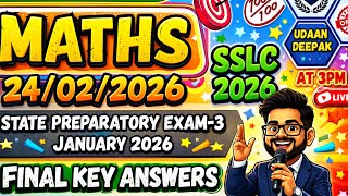10th SSLC 2026 MATHS PREPARATORY EXAM-3 FEBRUARY 2026 FULL KEY ANSWERS 24/02/2026 by UDAAN DEEPAK