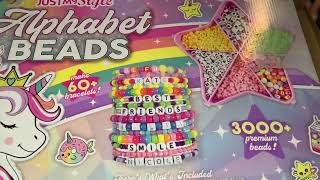 Unboxing JUST MY STYLE Alphabet BEADS 3000 Premium Beads Make 60+ Bracelets Elastic Cord FUN Craft
