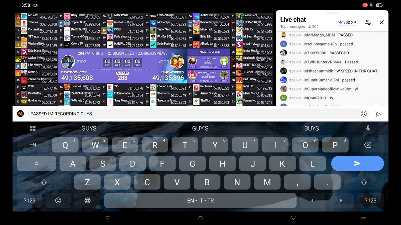 Ishowspeed passed Beatboxjcop (top 100 soon?)