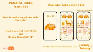 iOS16 how to customize your lock screen 🎃 Pumkins Tabby Icons Set • How to make widget for ios screenshot 5