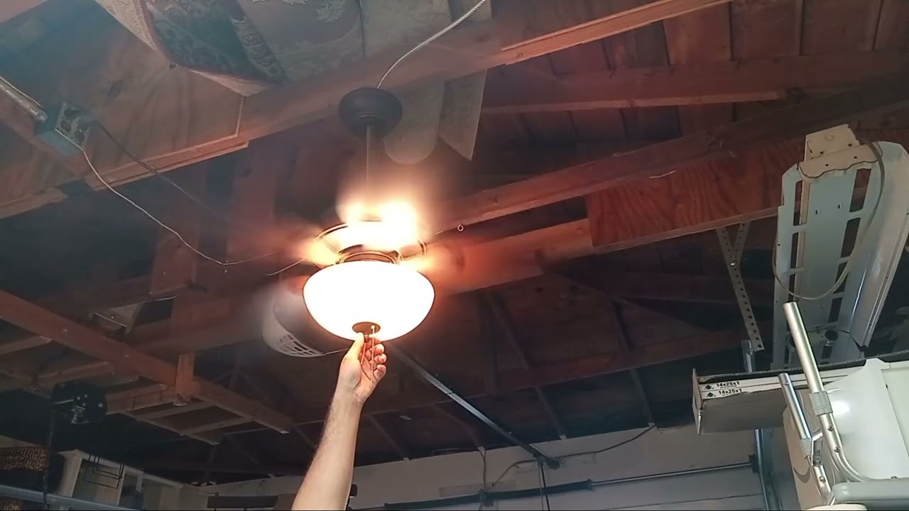 52" Hampton Bay Flowe Ceiling Fan Test After Pull Chain Modification Remote Control Speeds