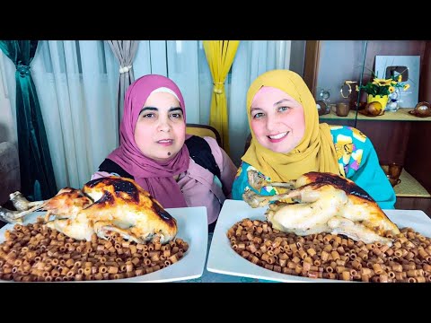 تحدى القوه لاول مره مع كوثر اخت ابراهيم على دجاج مشوى مع المكرونه والعقاب