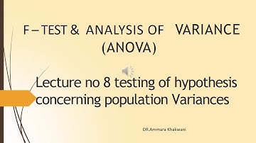 Lecture 8th , testing of hypothesis concerning population variances