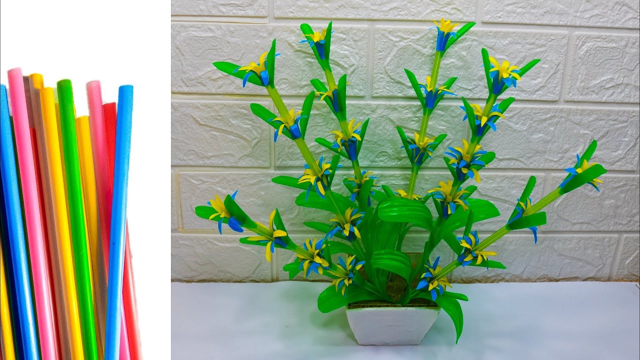 Bunga SEDERHANA dari minuman plastik | DIY straw flower craft 450 - YouTube