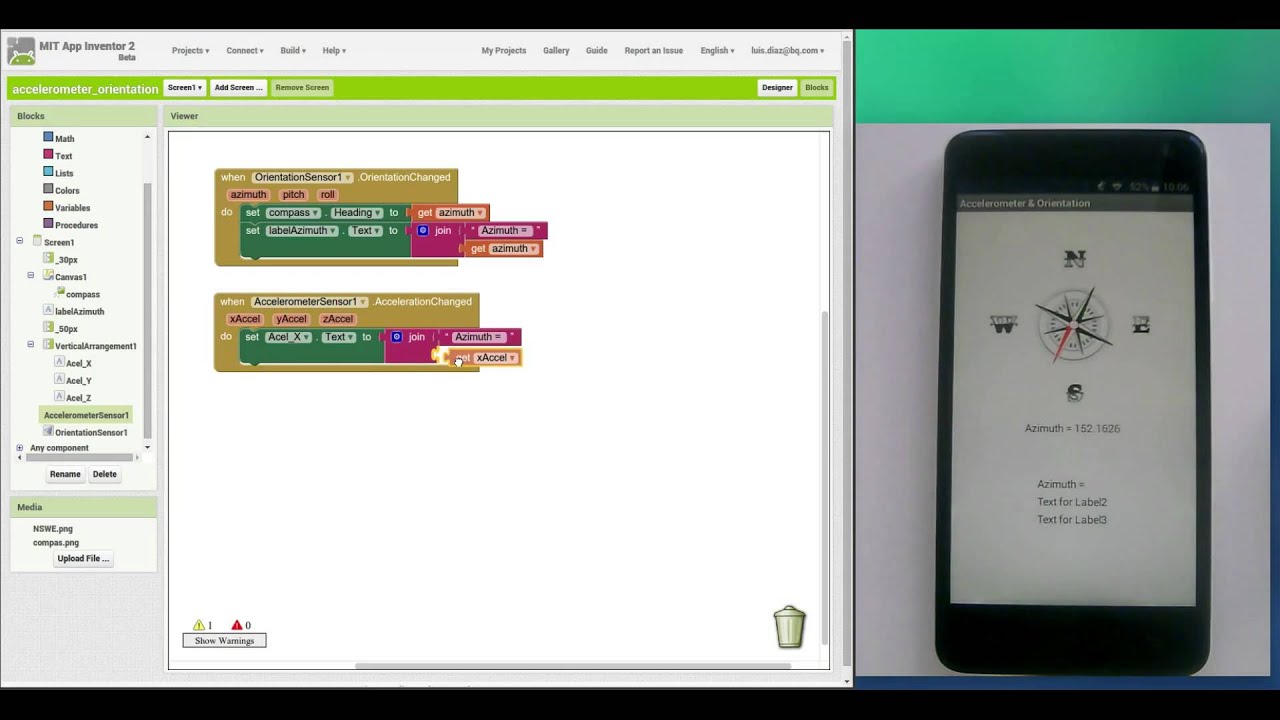 Programacion: Usando los sensores del terminal: Acelerómetro y sensor de orientación