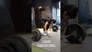 130kg Conventional Deadlift #motivation #workout #fitness #gym #powerlifting #youtube #youtubeshorts