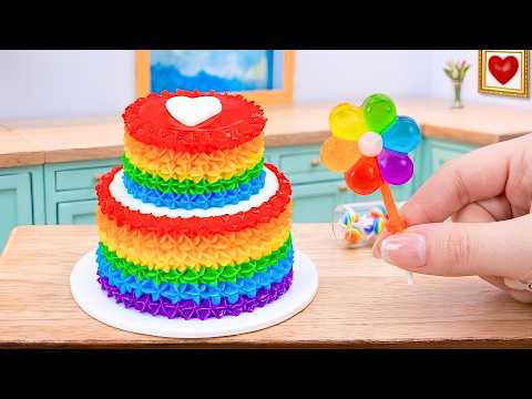 Amazing Rainbow Jelly | Satisfying Rainbow Flower Jelly & 2-Tier Cake | Colorful Dessert Recipe