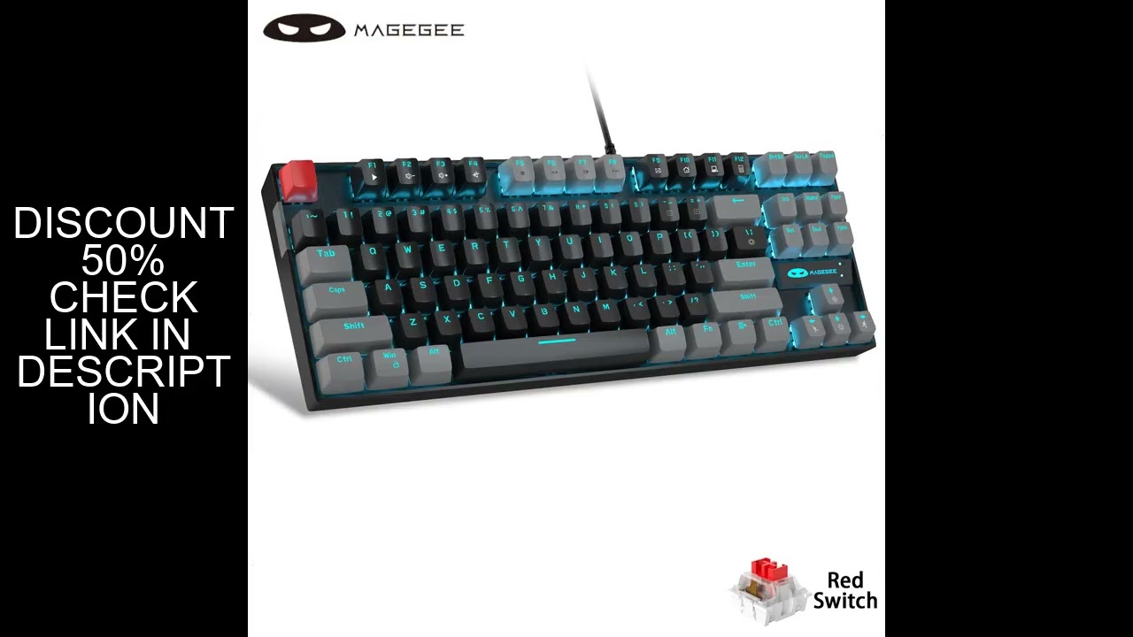 MageGee 75% Mechanical Gaming Keyboard with Blue/Red Switch, LED Blue Backlit 87 Keys Compact TKL Wi