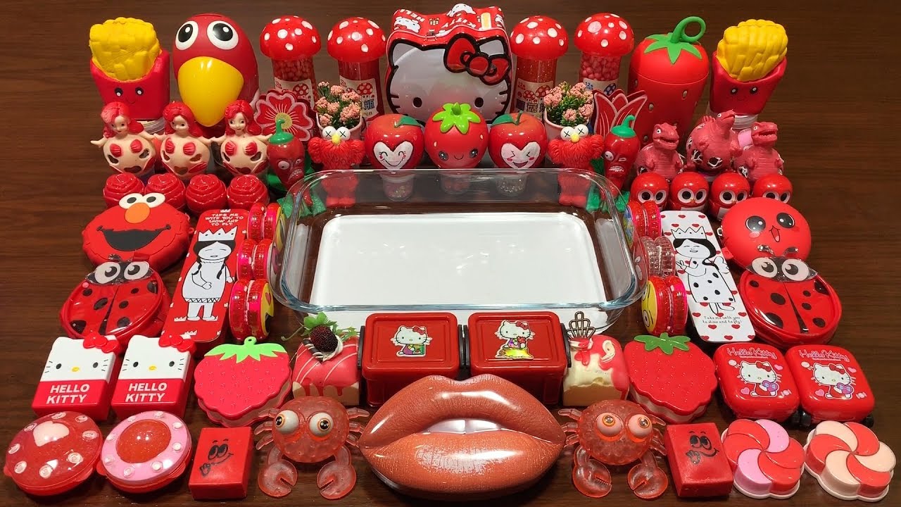 RED Color Space !! Mixing Random Things Into Homemade Slime !! Satisfying Slime Smoothie 