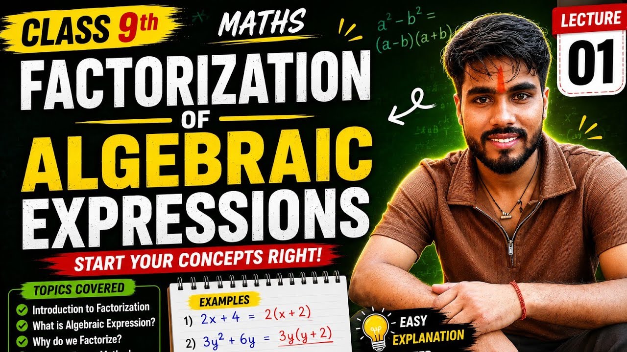 Factorization of Algebraic Expressions | Class 9 Maths | Lecture 01 ...