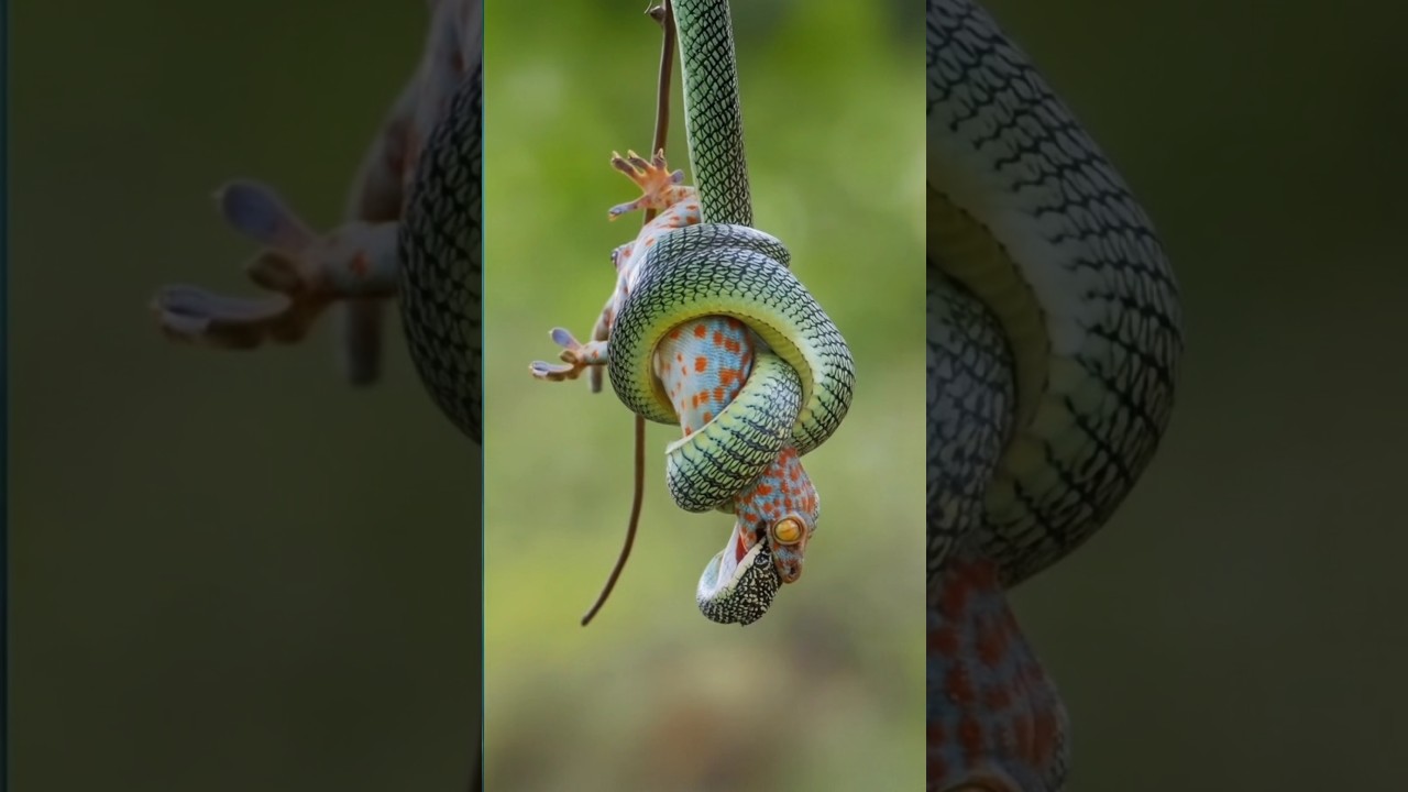 snake vs. Tokay gecko 