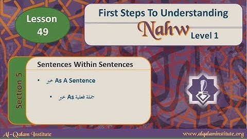 First Steps To Understanding Nahw Level 1 Lesson 50A Sentences Within Sentences, خبر As جملة فعلية