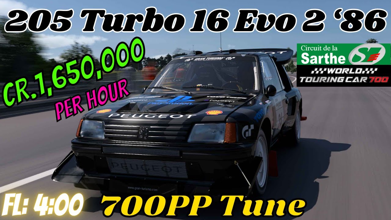 GT7|205 Turbo 16 Evo 2 '86|Le Mans 700pp Build|1.50 - YouTube