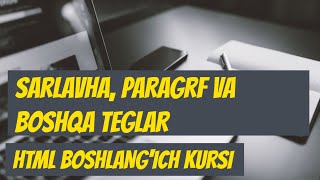 HTML BOSHLANG'ICH - SARLAVHA, PARAGRF VA BOSHQA TEGLAR