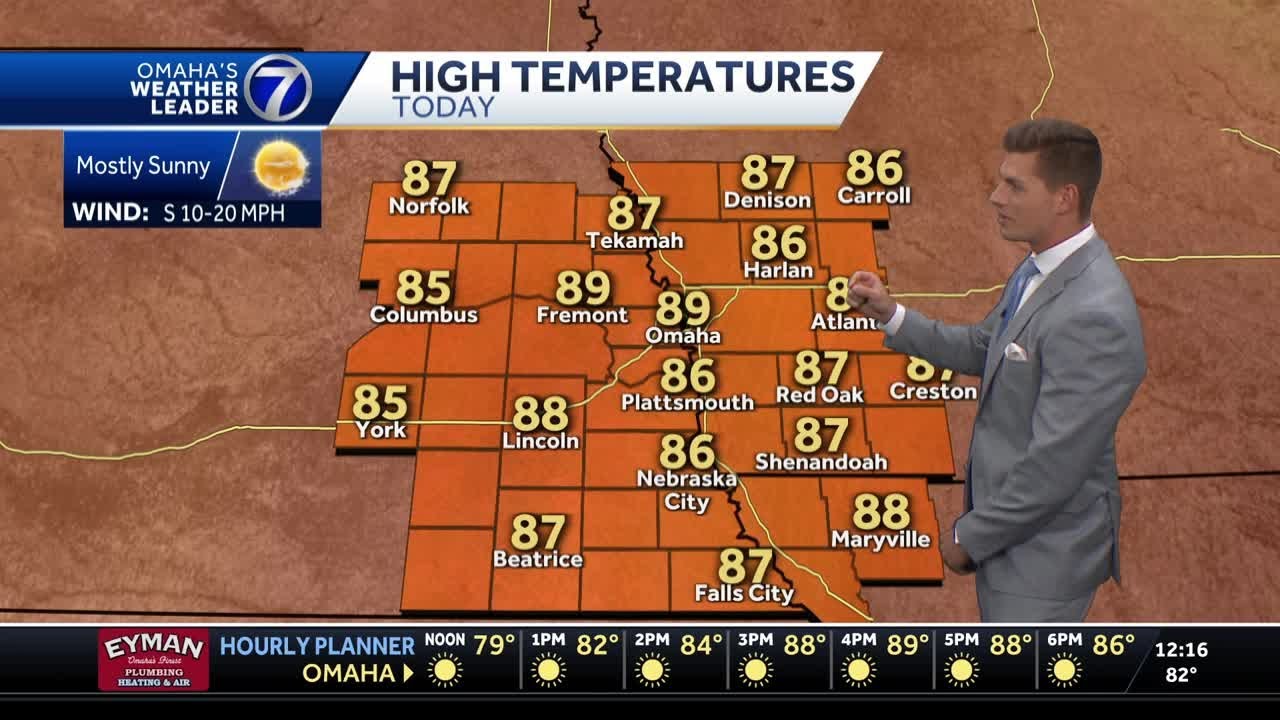 High temperatures near 90 degrees Thursday afternoon in Omaha - YouTube
