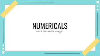 Famous Numericals - Yarn & Fabric Tensile strength - GATE - TIPS Net Worth