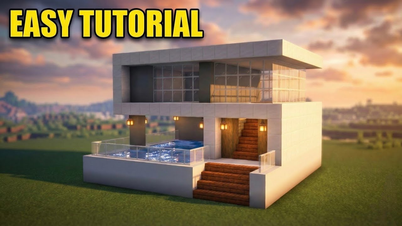 Minecraft Easy Modern House Tutorial | Beginner Friendly Build - YouTube