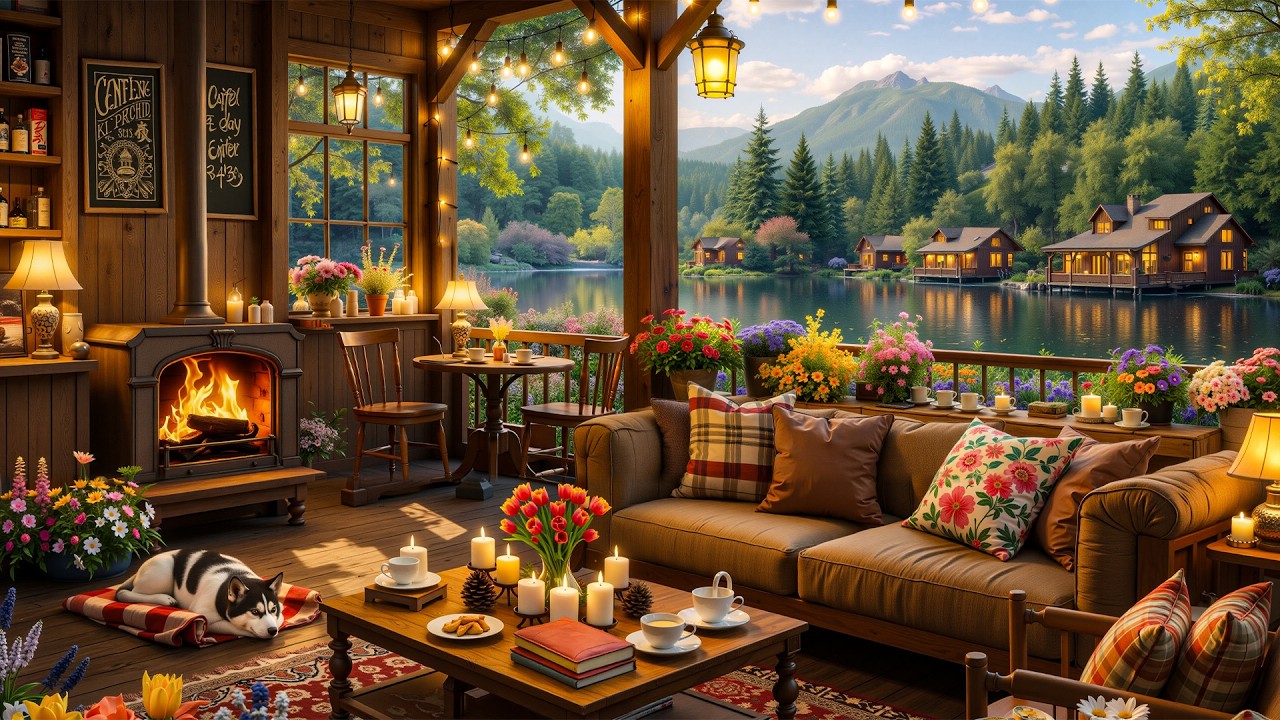 Jazz Relaxing Music ~ Cozy Spring Porch Ambience 🌸 Smooth Jazz with Gentle Morning Breeze