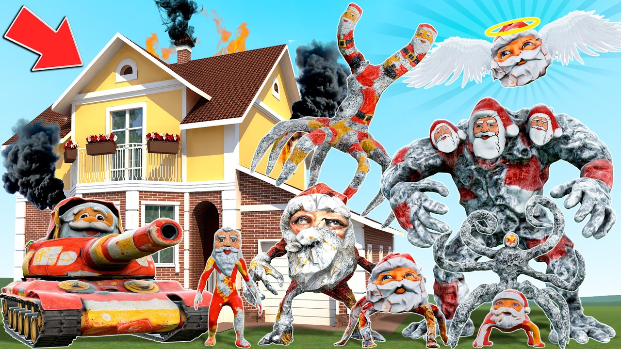 HOUSE vs ALL NEW GOO GOO GAGA SANTA MEMES BOSS in Garry's Mod!