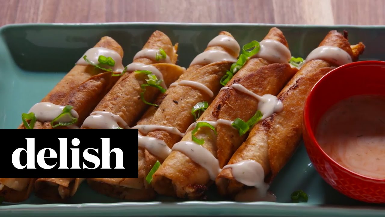How To Make Buffalo Chicken Taquitos Delish YouTube