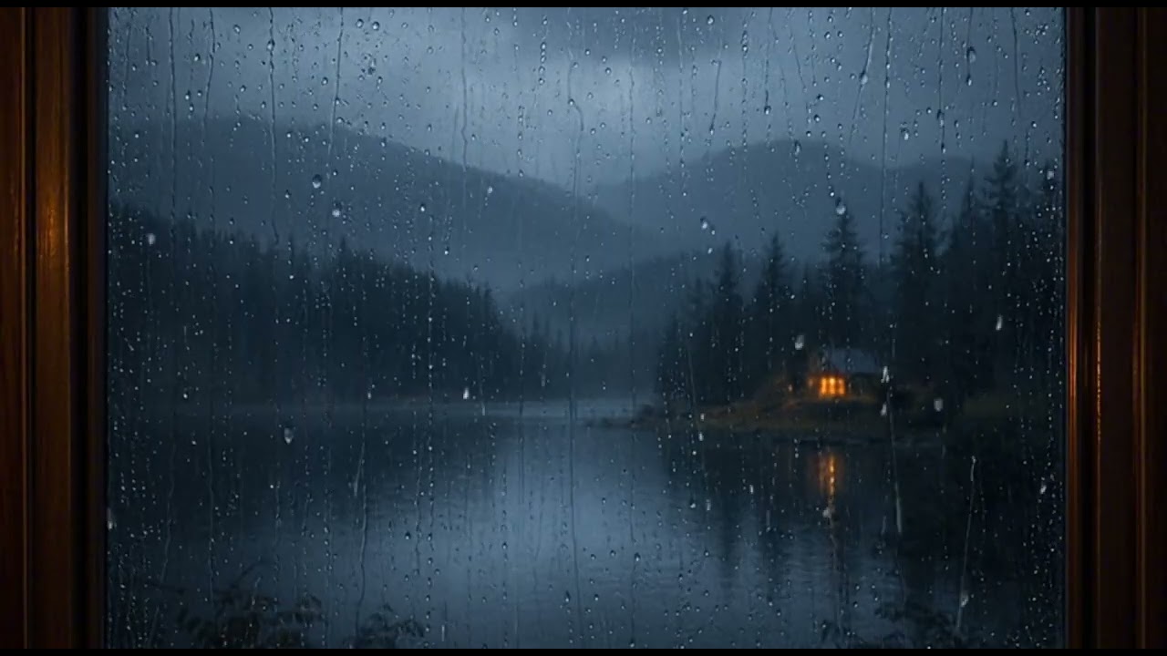 Rainy Window by the Forest Lake | Calm Night Rain Ambience (3 Hours)
