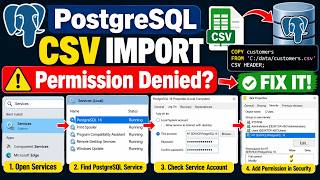 PostgreSQL CSV Import Tutorial | Permission Denied Error Fix | Import CSV File into PostgreSQL