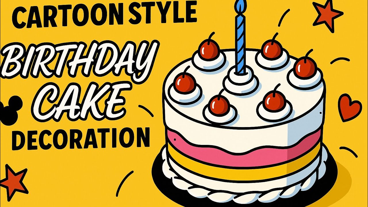 “Cartoon Style Birthday Cake Decoration | Cherry Cake Design | Full Step by Step Tutorial”