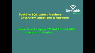 Learn how to apply IN Not IN and ANY operator in 4 mins | PostgreSQL Tutorial