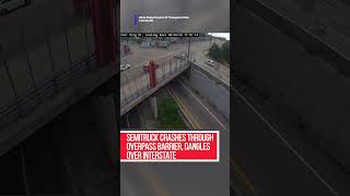 Video shows a semitruck crash through a concrete overpass barrier @WVLTTV