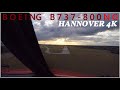 B737-800NG Pilot View Landing in Hannover 4K