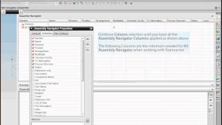 NX Assembly Navigator Column Settings