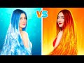 Fire Girl VS Water Girl || Four Elements - Fire VS Water VS Air VS Earth