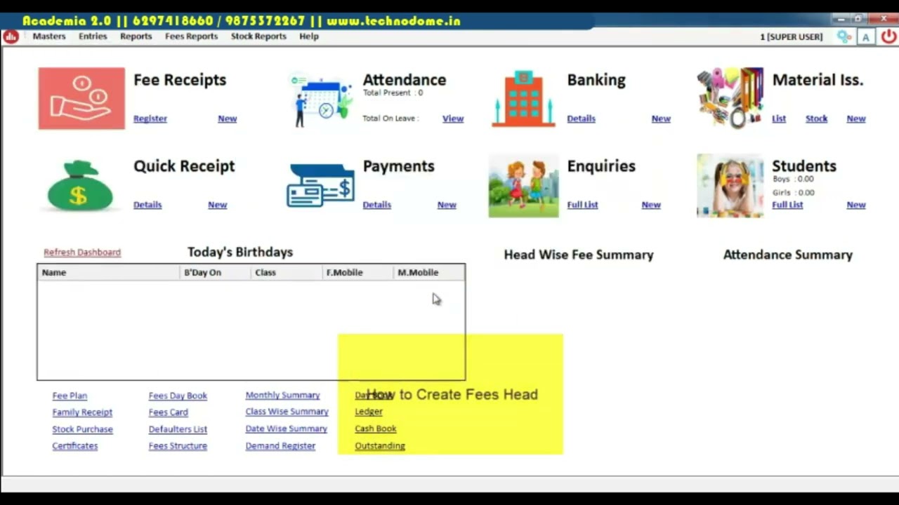Academia 2.0: College Management Software: Inquiries, Admission, Fees, Library, Time-Table, Exams