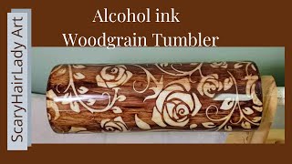 222 *sold* Two-Tone Woodgrain Tumbler with Flower Design Tutorial