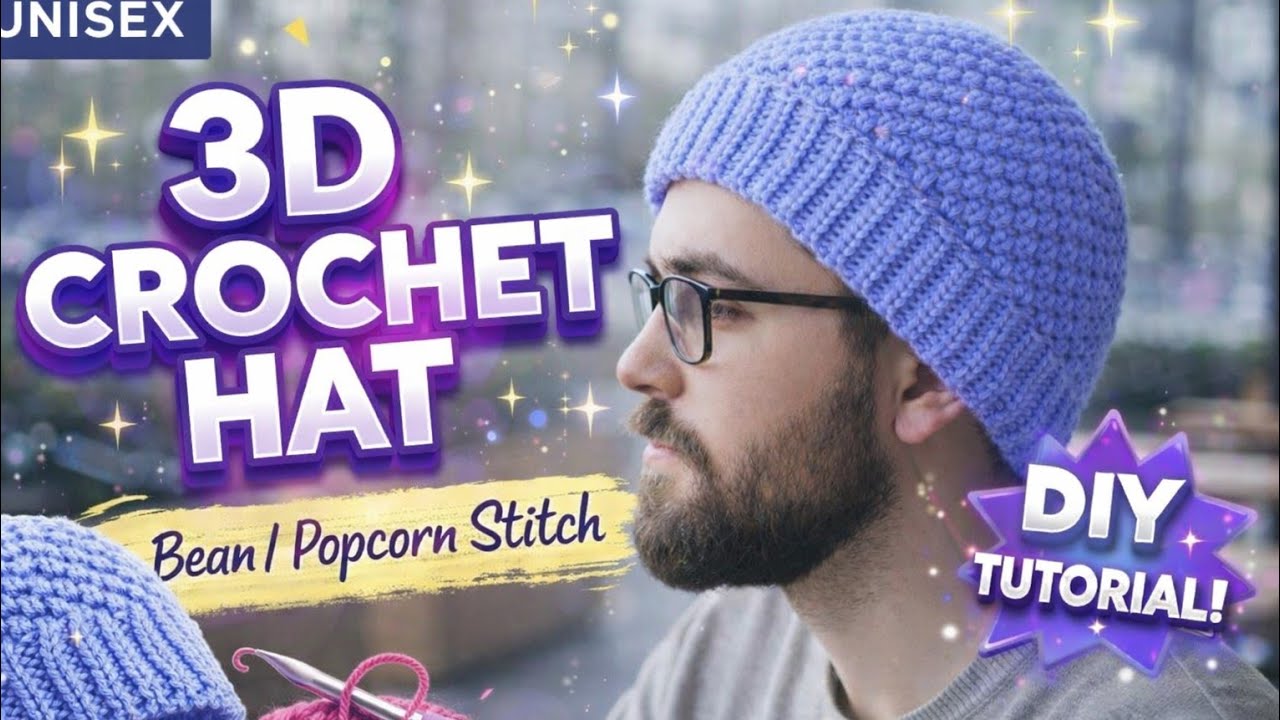 GORROS para HOMBRE en 3D a crochet tutorial fácil y rápido - YouTube