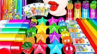 ASMR RAINBOW EDIBLE GLUE, STAR KOHAKUTO, JELLY NOODLES 무지개 디저트 *레인보우 먹는 풀 하우스 캔디 별 코하쿠토 MUKBANG 먹방