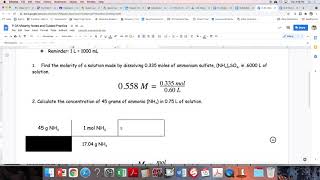 9-3A Molarity Calculations