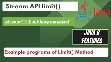8.8 Stream API limit method | limit() method in java 8 | Example programs for limit() | java 8 limit